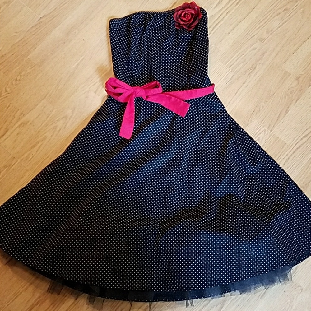 Ruby rox black dress white polka dots rockabilly